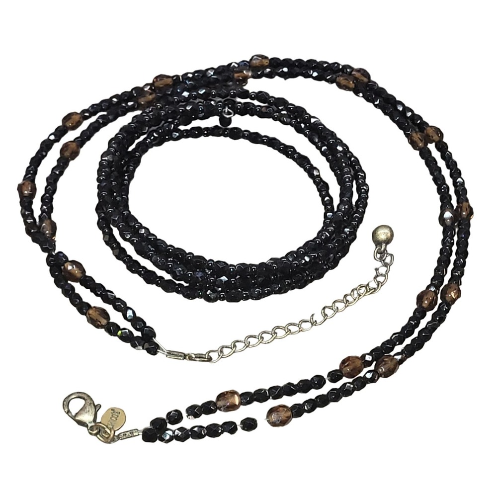 <3   Classy Black Chico's Necklace w/Spring Bracelet Set   <3